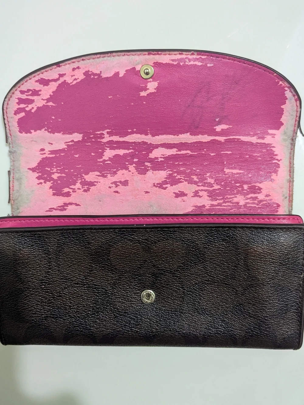 Coach Two-Tone Pink and Brown Leather Wallet